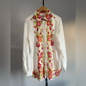 Chicos .. Floral Print Button-Down Shirt...SIZE: 0 COLOR: COCONUT